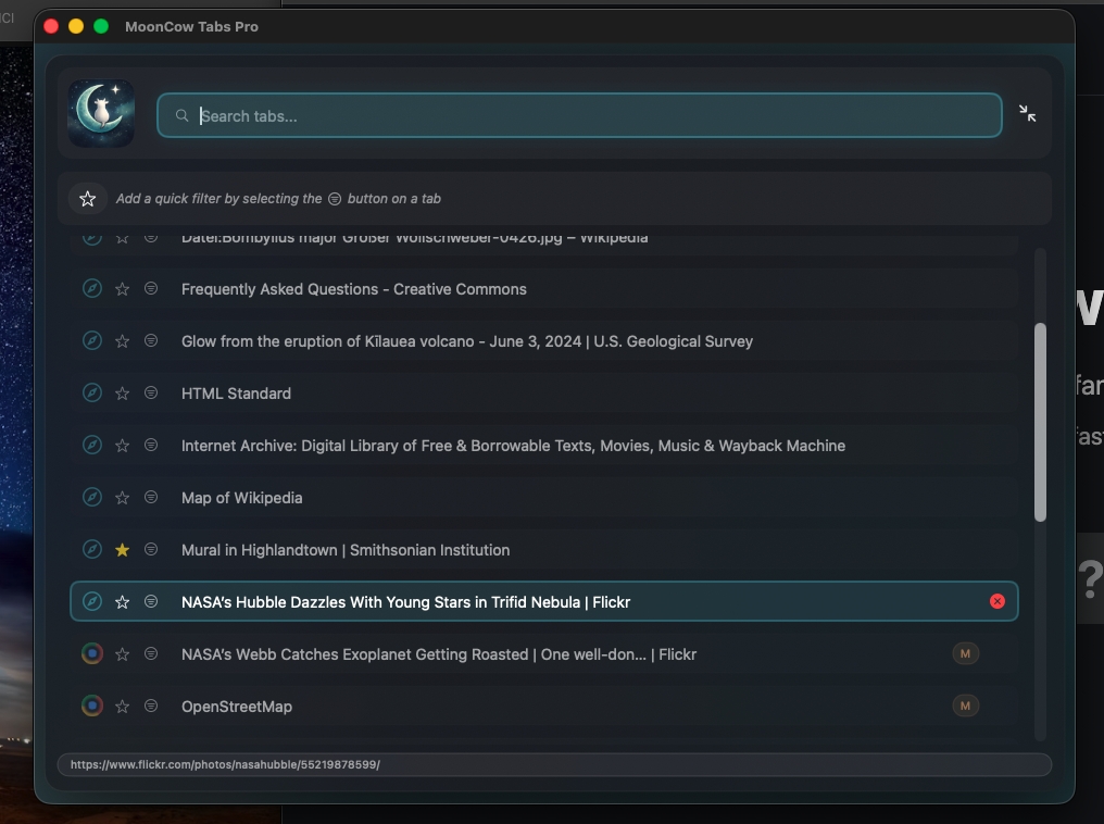 MoonCow Tabs app screenshot